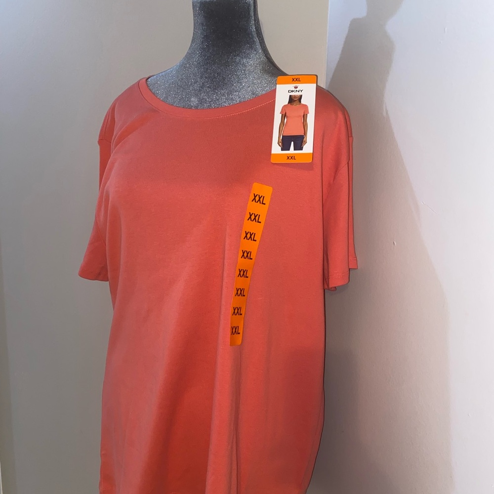 DKNY Coral-Red Short Sleeve Crewneck Tee